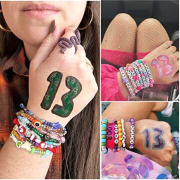 Tuoshei 30 Pcs Concert Merch,13 Temporary Tattoo,13 Tattoo, Hand tattoo, Star Temporary Tattoos, Con...