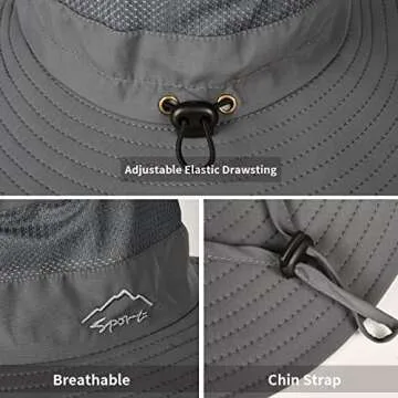 Sun Hats for Men Women Fishing Hat UPF 50+ Breathable Wide Brim Summer UV Protection Hat