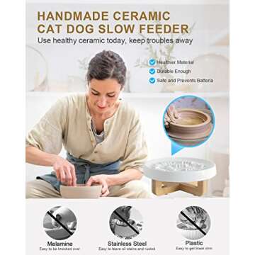 DDMOMMY Ceramic Pet Feeder for Healthy Eating - Ideal for Cats & Small Dogs