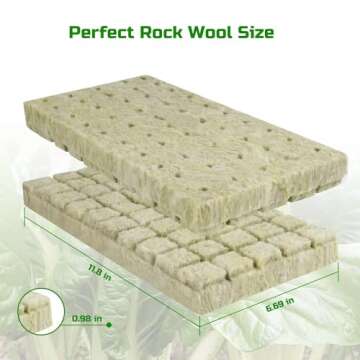 FLOWERPLUS Rockwool Cubes for Hydroponics Growing, 1" 50 Plugs Rock Wool Seed Starter Sheet