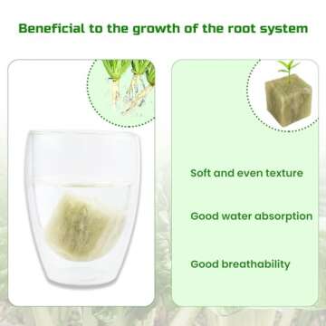FLOWERPLUS Rockwool Cubes for Hydroponics Growing, 1" 50 Plugs Rock Wool Seed Starter Sheet