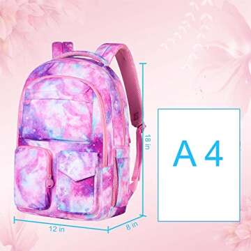 UFNDC Womens Laptop Backpack, 17" Waterproof Travel Computer Bookbag, Cute Anti Theft Pink Backpacks for College Teenagers Girls