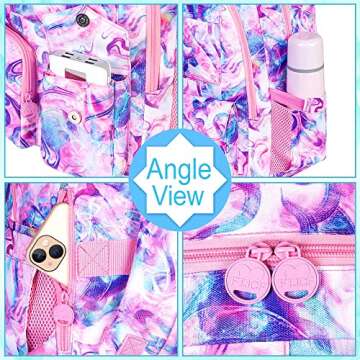 UFNDC Womens Laptop Backpack, 17" Waterproof Travel Computer Bookbag, Cute Anti Theft Pink Backpacks for College Teenagers Girls