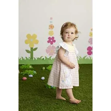 Mud Pie Girls Bunny Gingham Dress for Easter Celebrations