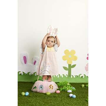 Mud Pie Girls Bunny Gingham Dress, Pink, 4T