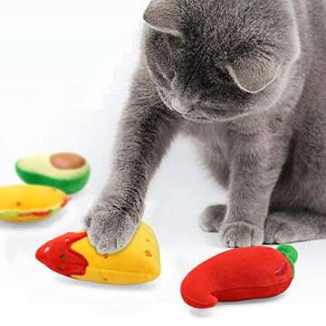 Avocado Taco Chili Nacho Catnip Toys Pack of 4 - Fun & Engaging for Your Indoor Cat