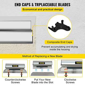 VEVOR Skimming Blade,32 inch Smoothing Knife, European Stainless Steel Construction Knife, Aluminum Blade Profile Smoothing Knockdown Spatula for Gyprock/Drywall/Wall-Board