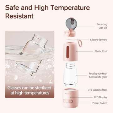 Portable Bottle Warmer for Travel, Baby Milk Warmer with 15000mAh Battery, Bib, Formula Dispenser for on The go, Fast Heating for Breast Milk and Formula, Fast Charging & Cordless Milk Warmer