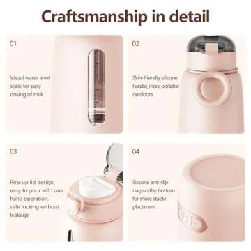 Portable Bottle Warmer for Travel, Baby Milk Warmer with 15000mAh Battery, Bib, Formula Dispenser for on The go, Fast Heating for Breast Milk and Formula, Fast Charging & Cordless Milk Warmer