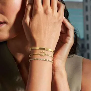 Zalcon Gold Stack Bangle Cuff Bracelets Set for Women