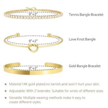Zalcon Gold Stack Bangle Cuff Bracelets Set for Women