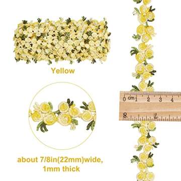 GORGECRAFT 5 Yards Flower Trim Ribbon Floral DIY Lace Applique Sewing Craft Lace Edge Trim for Weddi...