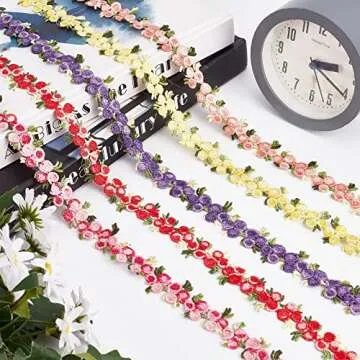 GORGECRAFT 5 Yards Flower Trim Ribbon Floral DIY Lace Applique Sewing Craft Lace Edge Trim for Wedding Dresses Embellishment DIY Party Decor Clothes, Yellow