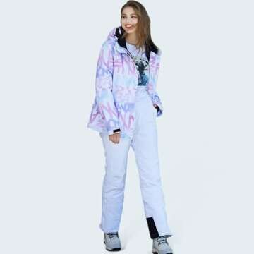 RIUIYELE Women's Ski Jackets and Pants Set Waterproof Insulated Snowsuit Winter Warm Skisuit Fashion Snowboarding Snow Coat (304+Light Pink,L)