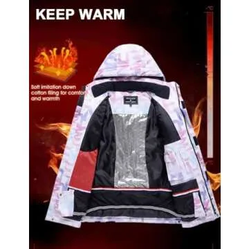 RIUIYELE Women's Ski Jackets and Pants Set Waterproof Insulated Snowsuit Winter Warm Skisuit Fashion Snowboarding Snow Coat (304+Light Pink,L)