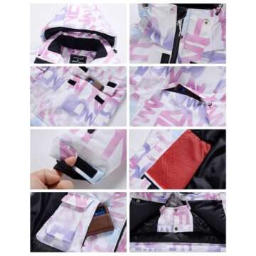 RIUIYELE Women's Ski Jackets and Pants Set Waterproof Insulated Snowsuit Winter Warm Skisuit Fashion Snowboarding Snow Coat (304+Light Pink,L)