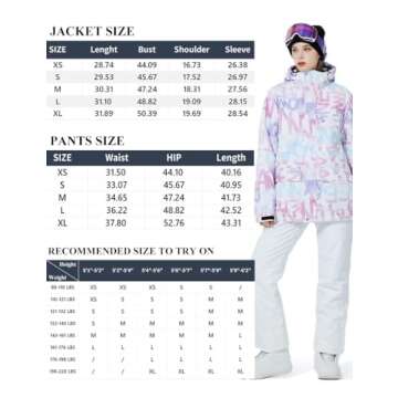 RIUIYELE Women's Ski Jackets and Pants Set Waterproof Insulated Snowsuit Winter Warm Skisuit Fashion Snowboarding Snow Coat (304+Light Pink,L)