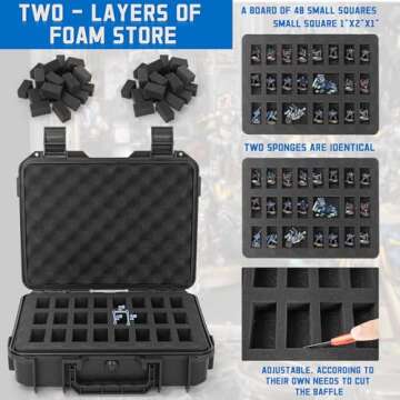 TORIBIO Miniature Storage Figure Case, Miniature Sturdy Hard Case 48 Slot Figurine Minature Carrying...