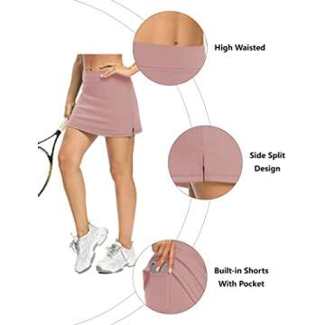 LouKeith Tennis Skirts for Women Golf Athletic Activewear Skorts Mini Summer Workout Running Shorts with Pockets Light Pink M