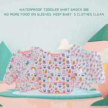 HaimoBurg Waterproof Long Sleeves Baby Bibs for Toddlers