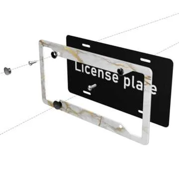 Marble Gold License Plate Frame 2 Pack License Plate Holder Universal Aluminum License Plate Cover Car Accessories Decor with Screw for Women Man 12.3 x 6.3 Inch