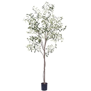 Phimos Artificial Olive Tree Tall Fake Potted Olive Silk Tree with Planter Large Faux Olive Branches...