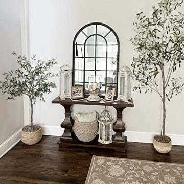 Phimos Artificial Olive Tree Tall Fake Potted Olive Silk Tree with Planter Large Faux Olive Branches and Fruits Artificial Tree for Modern Home Office Living Room Floor Decor Indoor (7FT)