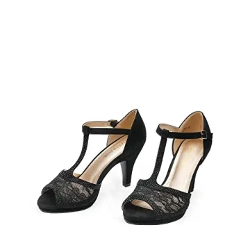 DREAM PAIRS Women's Open Toe Stiletto Heels – Black