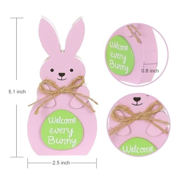 Easter Bunny Wooden Signs - 6 Pcs Adorable Decor