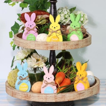 Easter Bunny Wooden Signs - 6 Pcs Adorable Decor