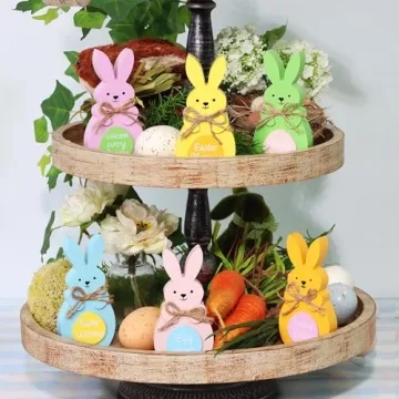 Easter Bunny Wooden Signs - 6 Pcs Adorable Decor