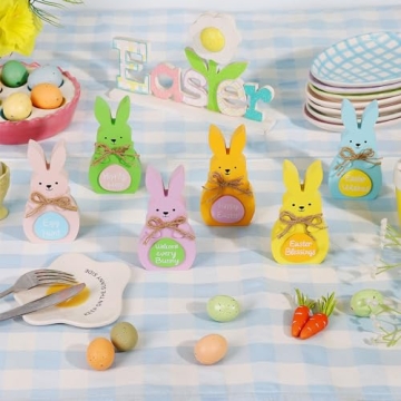 Easter Bunny Wooden Signs - 6 Pcs Adorable Decor