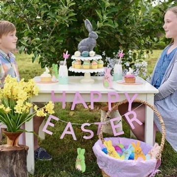 Easter Bunny Wooden Signs - 6 Pcs Adorable Decor