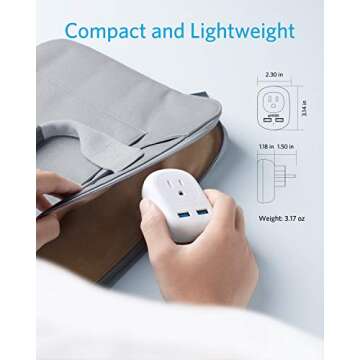 Anker European Travel, PowerExtend USB Plug International Power Adapter with 2 USB Ports and 1 Outlet, US to Most of Europe EU Spain Iceland Italy France Germany, Compact for Travel, Office