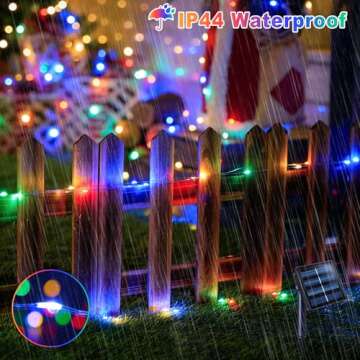 JMEXSUSS 2 Pack Solar Christmas Lights Outdoor Waterproof, Each 33FT 100 LED Multi Colored Solar Fairy Lights, 8 Modes Solar String Lights for Outside Yard Patio Tree Garden Christmas Decorations