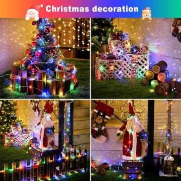 JMEXSUSS 2 Pack Solar Christmas Lights Outdoor Waterproof, Each 33FT 100 LED Multi Colored Solar Fairy Lights, 8 Modes Solar String Lights for Outside Yard Patio Tree Garden Christmas Decorations