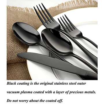Black Silverware Set 20 Piece, Stainless Steel Flatware Set for 4, Cutlery Utensils Set Include Knives/Forks/Spoons Service for 4, Mirror Polished and Dishwasher Safe