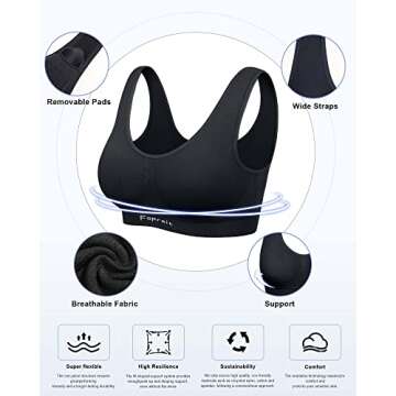 Fapreit Sports Bras for Women,3 Pack Comfortable Sleep Bras, Seamless Low Impact Workout Yoga Bras w...