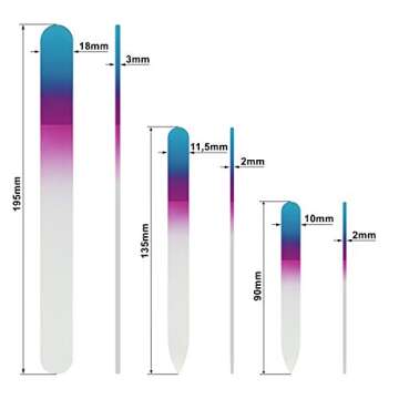 Nail File - Mont Bleu Premium Set of 3 Glass Nail Files in Pouch - Birthday Gifts for Women - Rainbow Colors - Genuine Czech Tempered Glass - Glass Nail Files for Natural Nails - Gifts