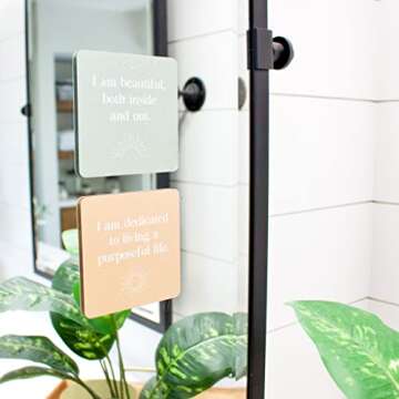 Shower Affirmation Cards Waterproof (Set of 20, 3.5" x 3.5") | Daily Affirmation Cards for Women w/Zipper Bag | Positive Affirmations Cards for Shower or Mirror | Affirmations for Women