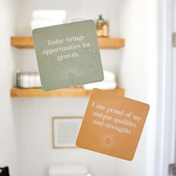 Shower Affirmation Cards Waterproof (Set of 20, 3.5" x 3.5") | Daily Affirmation Cards for Women w/Zipper Bag | Positive Affirmations Cards for Shower or Mirror | Affirmations for Women