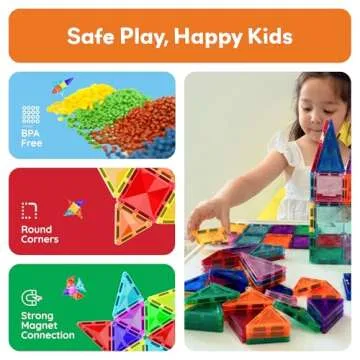 PicassoTiles Mini 80 Piece Magnetic Building Blocks for Kids