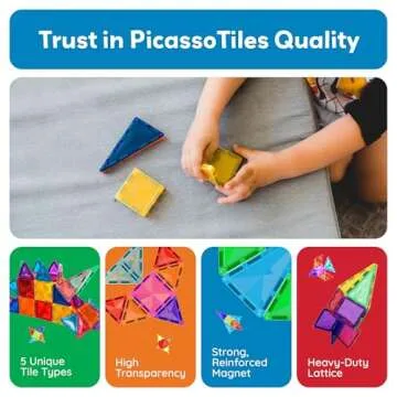 PicassoTiles Mini 80 Piece Magnetic Building Blocks for Kids