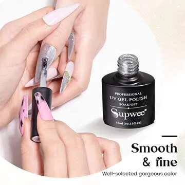 SUPWEE 10ml Silver Universal Bright Glitter Cat Eye Gel Magnetic Nail Polish Gel Art Manicure DIY at Home Soak Off UV Gel with Magnet