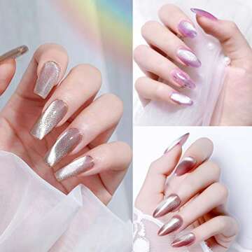 SUPWEE 10ml Silver Universal Bright Glitter Cat Eye Gel Magnetic Nail Polish Gel Art Manicure DIY at Home Soak Off UV Gel with Magnet