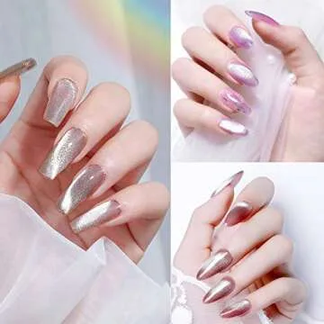 SUPWEE 10ml Silver Universal Bright Glitter Cat Eye Gel Magnetic Nail Polish Gel Art Manicure DIY at Home Soak Off UV Gel with Magnet