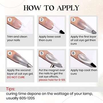 SUPWEE 10ml Silver Universal Bright Glitter Cat Eye Gel Magnetic Nail Polish Gel Art Manicure DIY at Home Soak Off UV Gel with Magnet