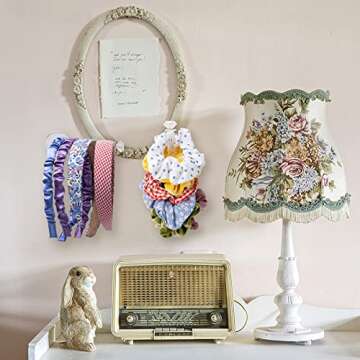 QUPIVA 4Pcs Headband Holder Stand Scrunchie Organizer, Girls Hair Accessories Organizer Storage for Headband Hairband Hair Ties, Clear Glitter Adhesive Scrunchy Holder Scrunchie Storage