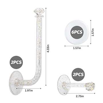 QUPIVA 4Pcs Headband Holder Stand Scrunchie Organizer, Girls Hair Accessories Organizer Storage for Headband Hairband Hair Ties, Clear Glitter Adhesive Scrunchy Holder Scrunchie Storage