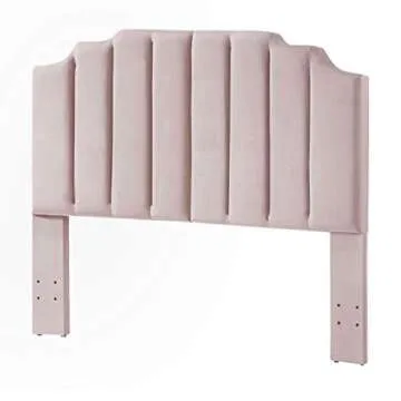 Modern Pink Velvet Upholstered Headboard for Queen Beds